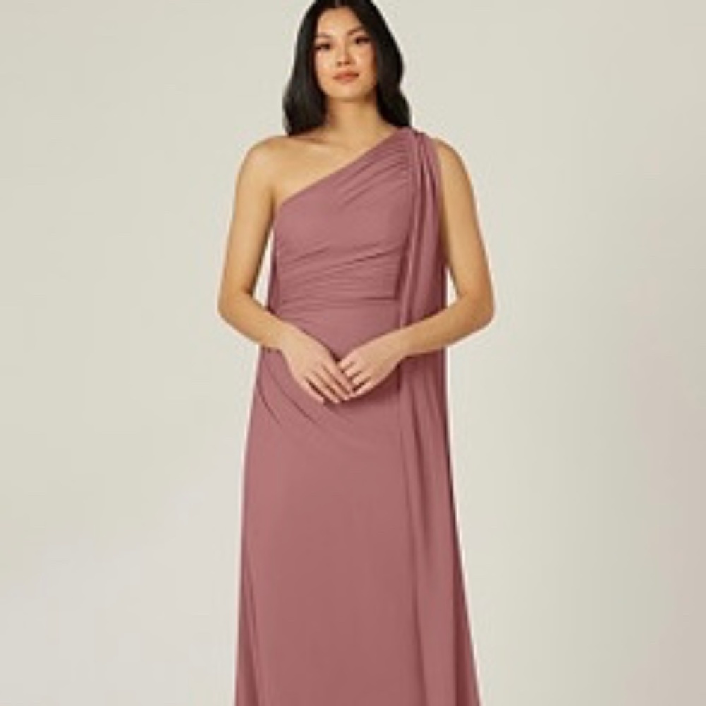 NWT - Azazie Lydia One Shoulder Dress in Vintage Mauve Sz A10